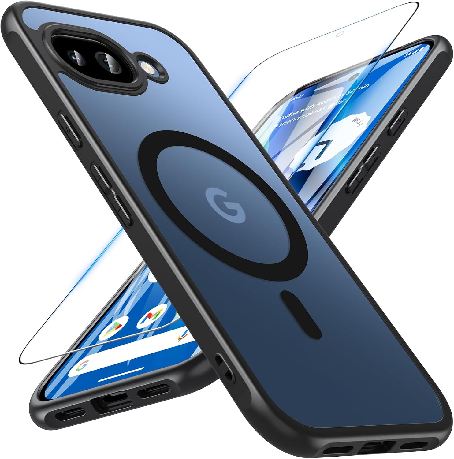 Detalle de OWKEY Pixel 10a Hülle mit MagSafe, Panzer Glas und Militärschutz – Translucent Matte