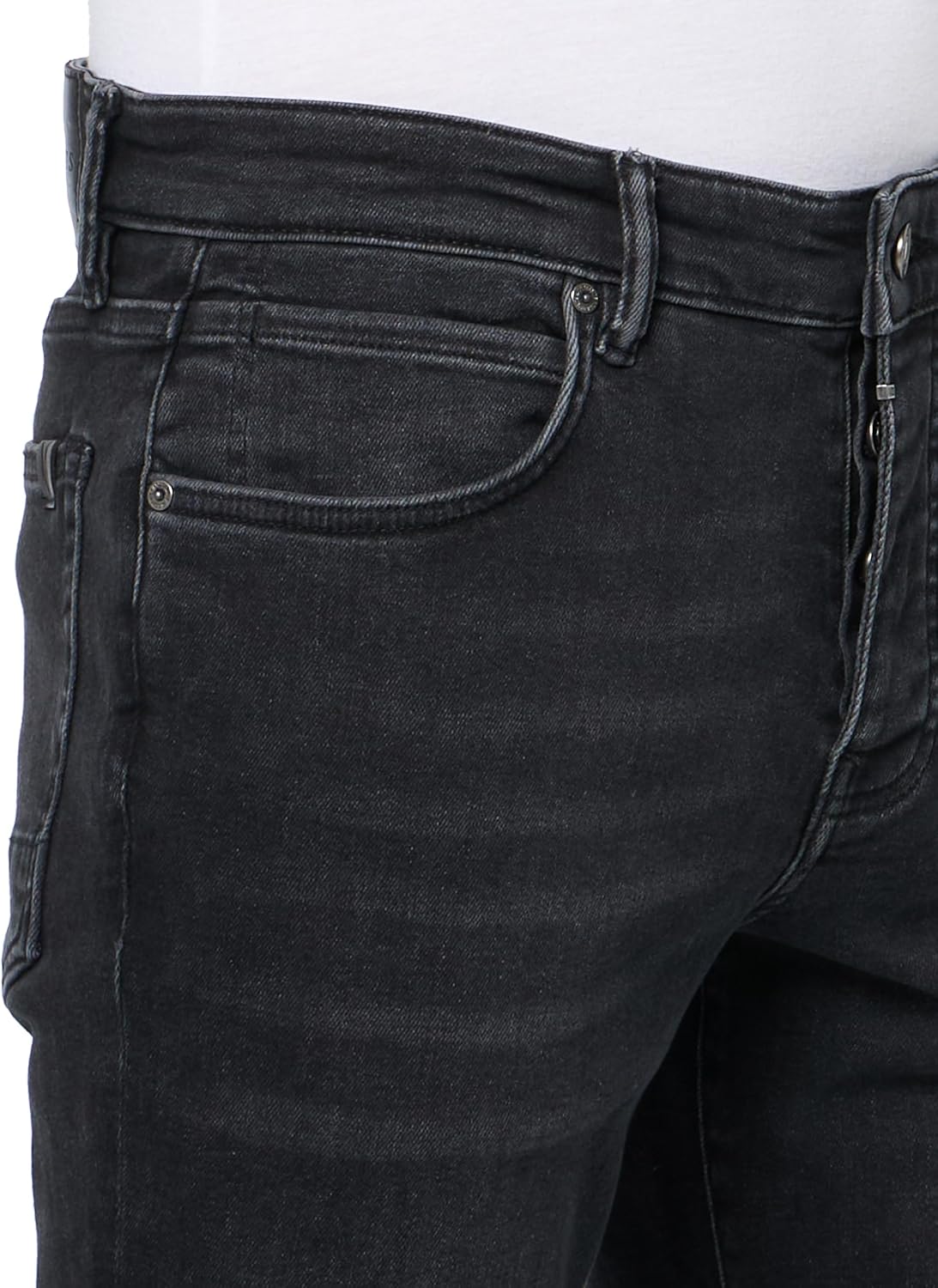 Detalle de Allsaints Sid Skinny Fit Denim Jeans Homme – Jean moulant mi-haut en denim stretch