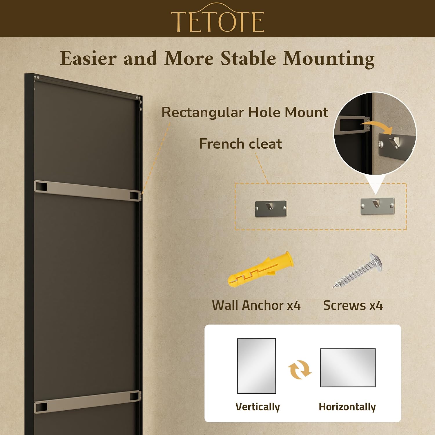 Thumbnail 6 de TETOTE Black Bathroom Mirror for Over Sink 24" x 30" – Matte Black Rectangle Frame, Tempered Glass, Beveled Edge