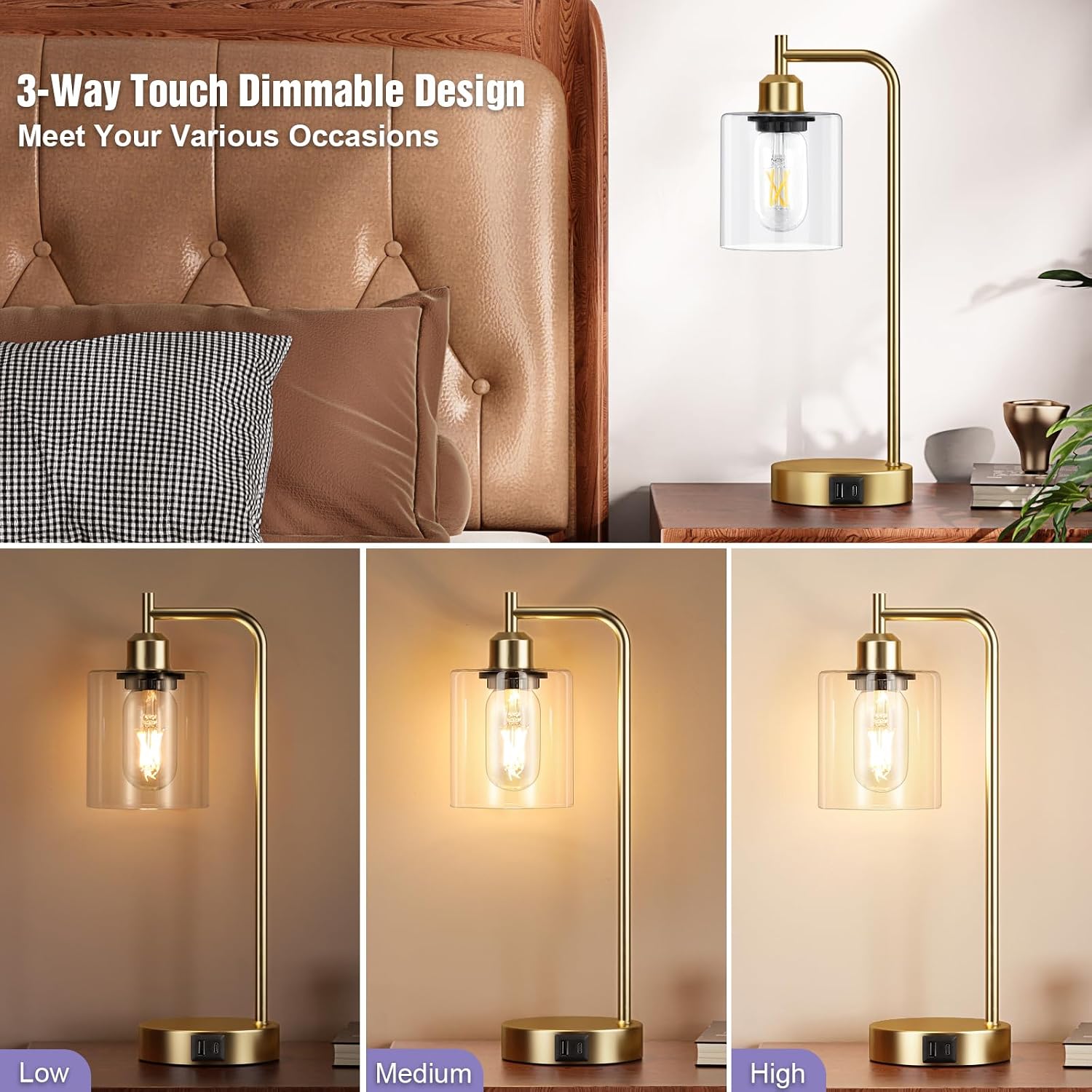Thumbnail 2 de Aooshine Industrial Touch Lamps 2-Pack