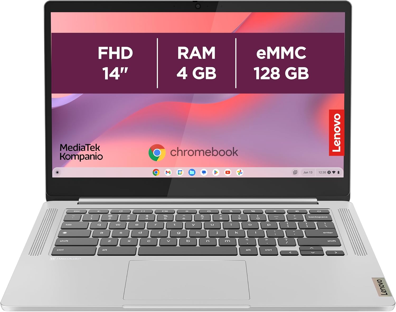 Detalle de Lenovo IdeaPad Slim 3 Chromebook 14M868 — Chromebook 14'' FHD MediaTek Kompanio 520, 4 Go RAM, 128 Go SSD, Chrome OS