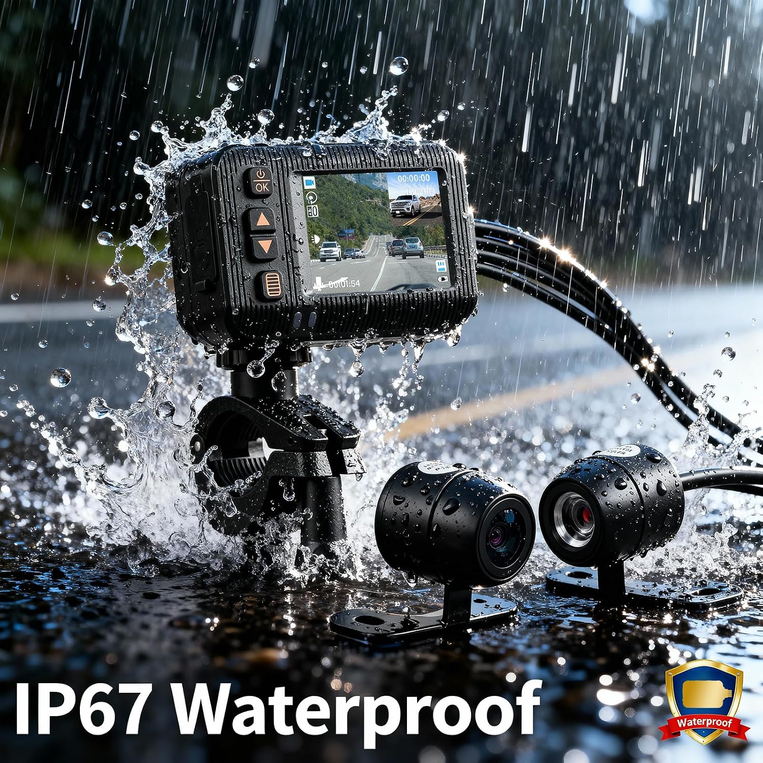 Detalle de SIXWIN 1080P Dashcam Moto Anteriore e Posteriore: doppia registrazione, IP67 e viewing split da 2
