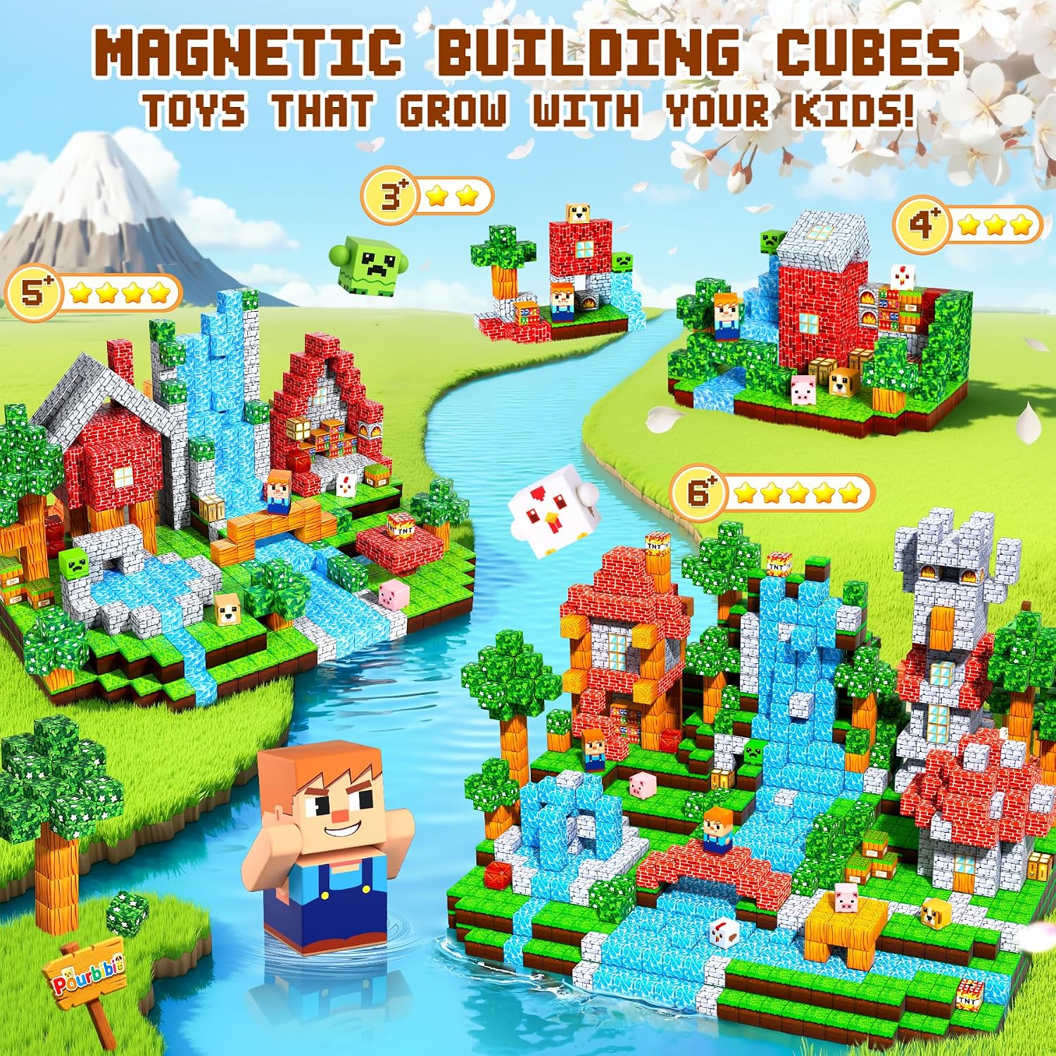 Detalle 2 de Pourbibi Blocs magnétiques 108 pièces 🧩