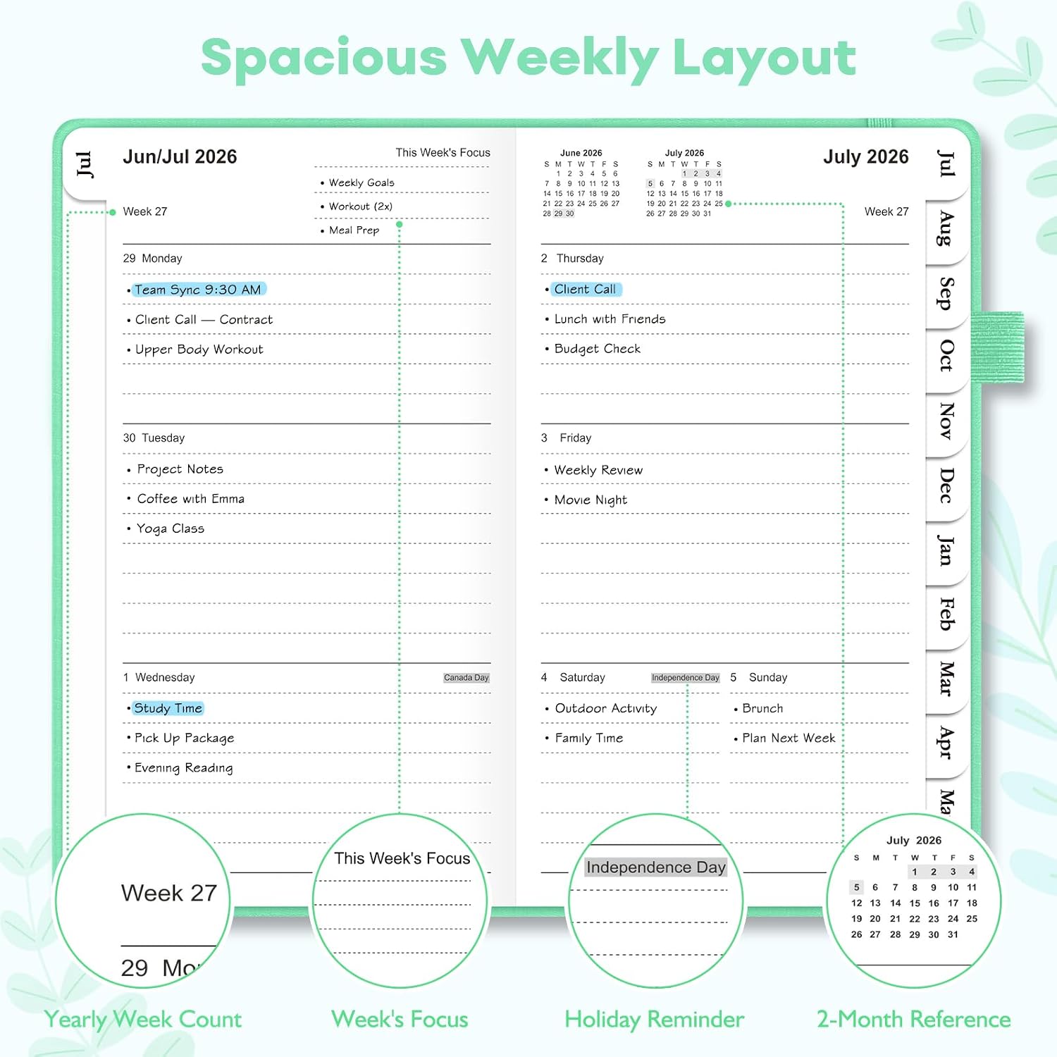 Thumbnail 2 de OMEYA 2026–2027 Weekly & Monthly Planner, 100gsm Paper, Stitched Binding