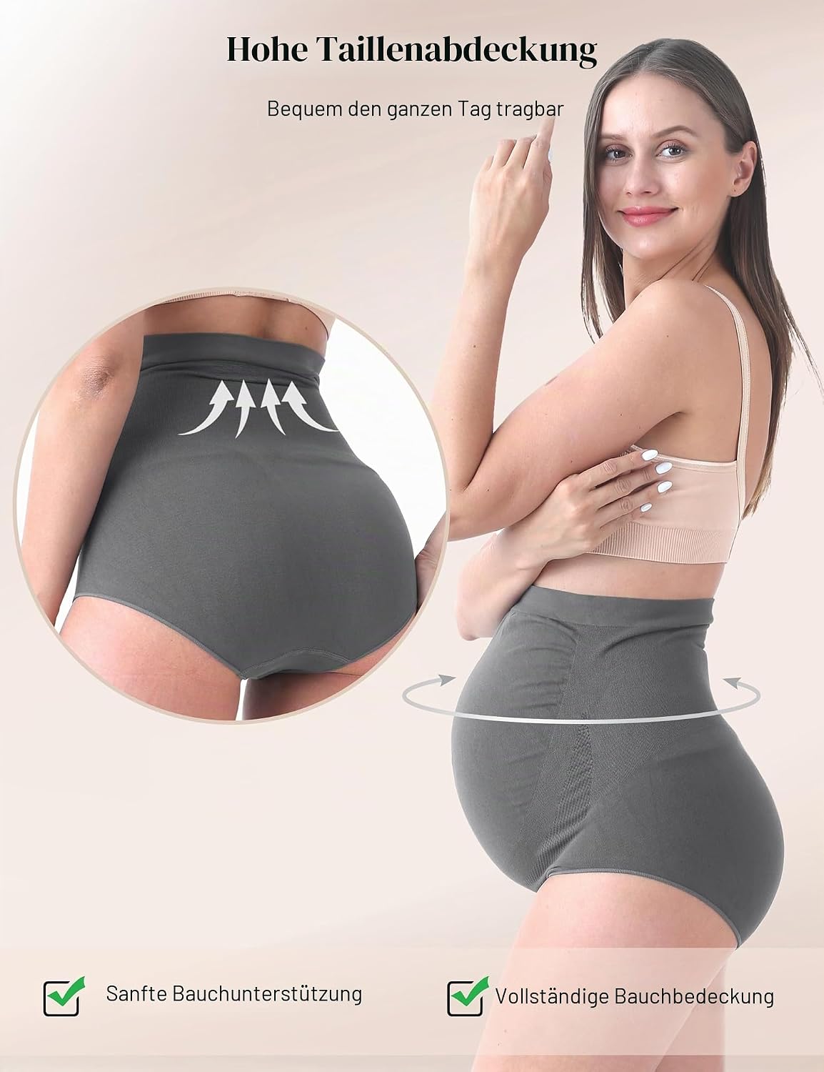 Detalle de SUNNYBUY Damen Umstandsmode Hohe Taille nahtlos – weiche Hipster-Unterwäsche für Schwangerschaft & Stillzeit