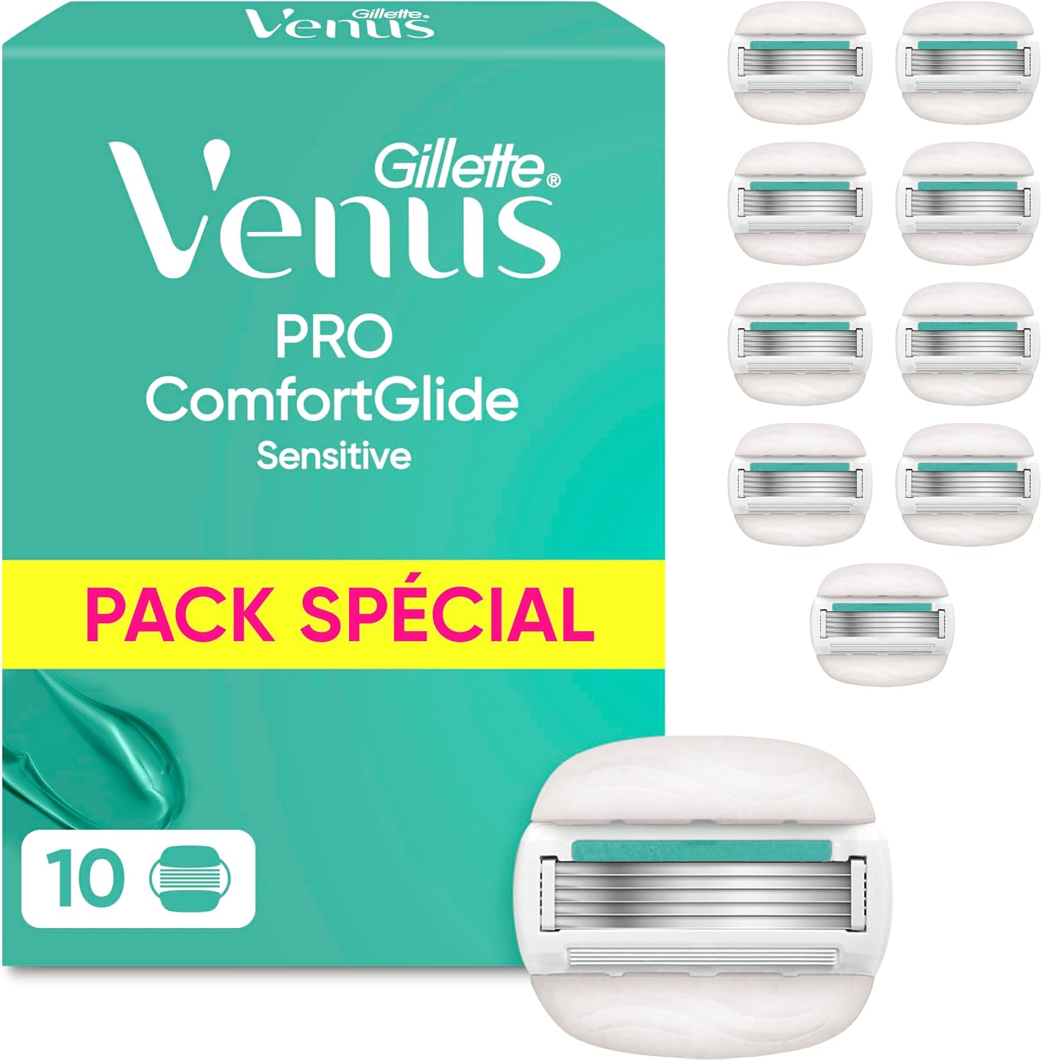 Detalle de Gillette Venus Lames de Rasoir Femme – 10 Rechanges Pro ComfortGlide (5 lames par recharge) pour peau sensible