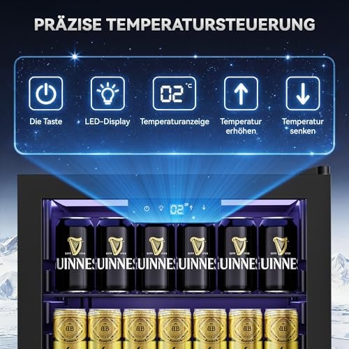 Thumbnail 8 de TRIUMPHKEY 86L Getränkekühlschrank – frostfrei, 4 Ablagen, 130 Dosen, Glasfront