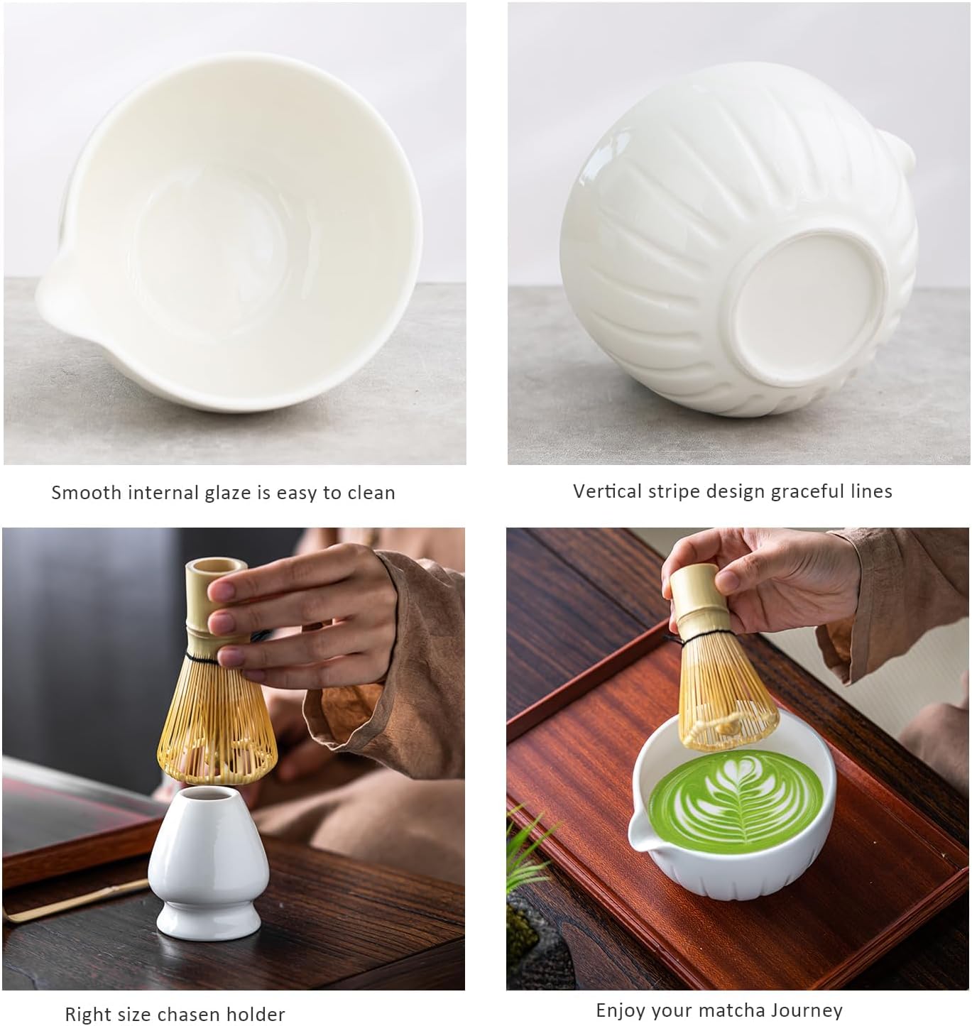 Detalle 2 de TANG PIN Matcha Set, 15 oz Porcelain Bowl with Bamboo Whisk