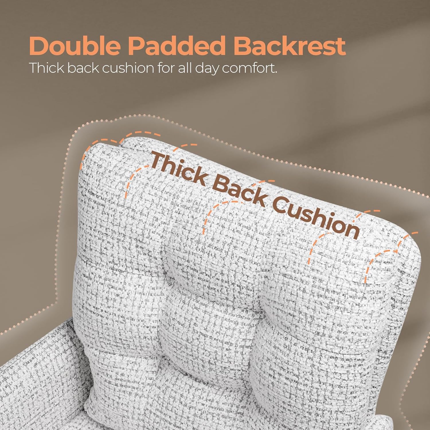Detalle de Luxstein HM044146 Swivel Tub Chair with Double Backrest and Metal Frame
