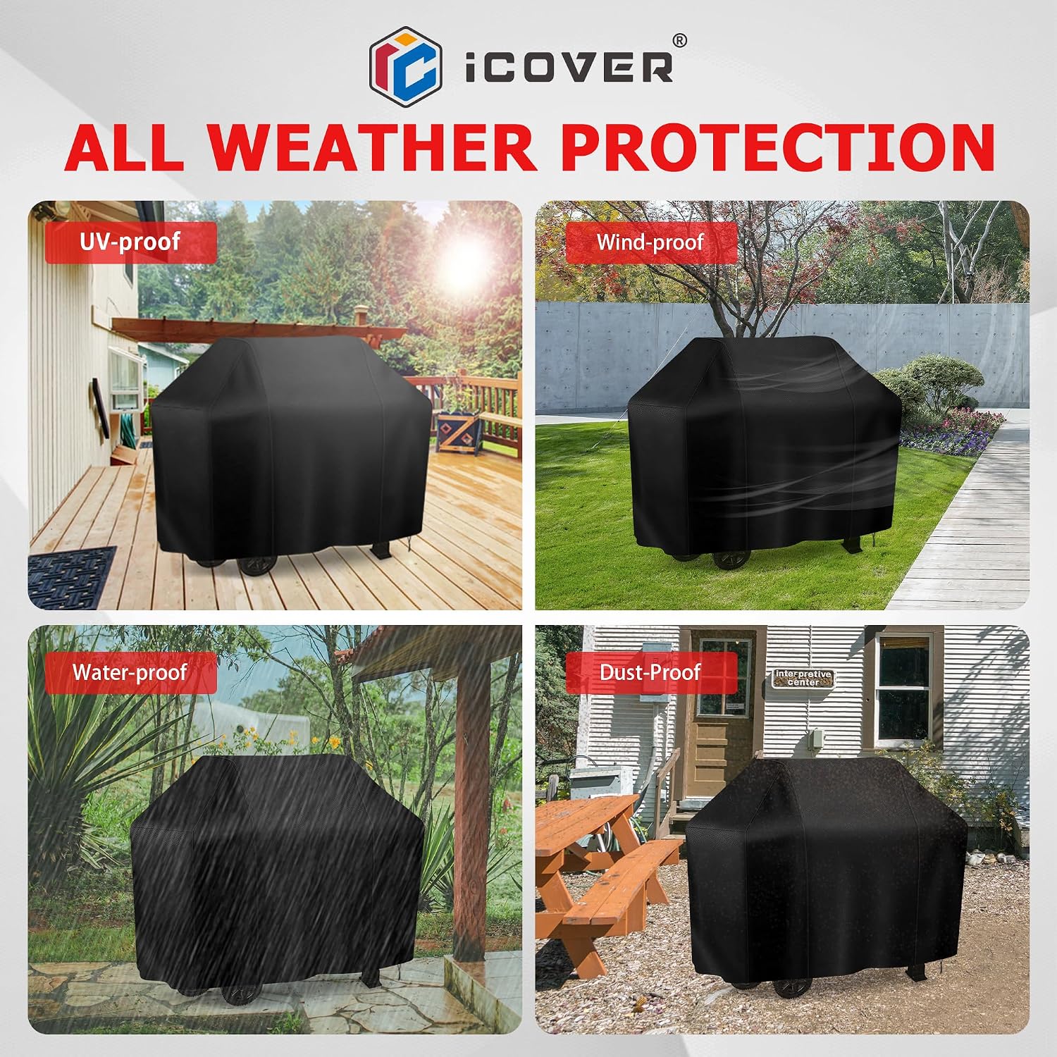 Thumbnail 6 de i COVER G21660-58 58-Inch Grill Cover, Waterproof Oxford Polyester