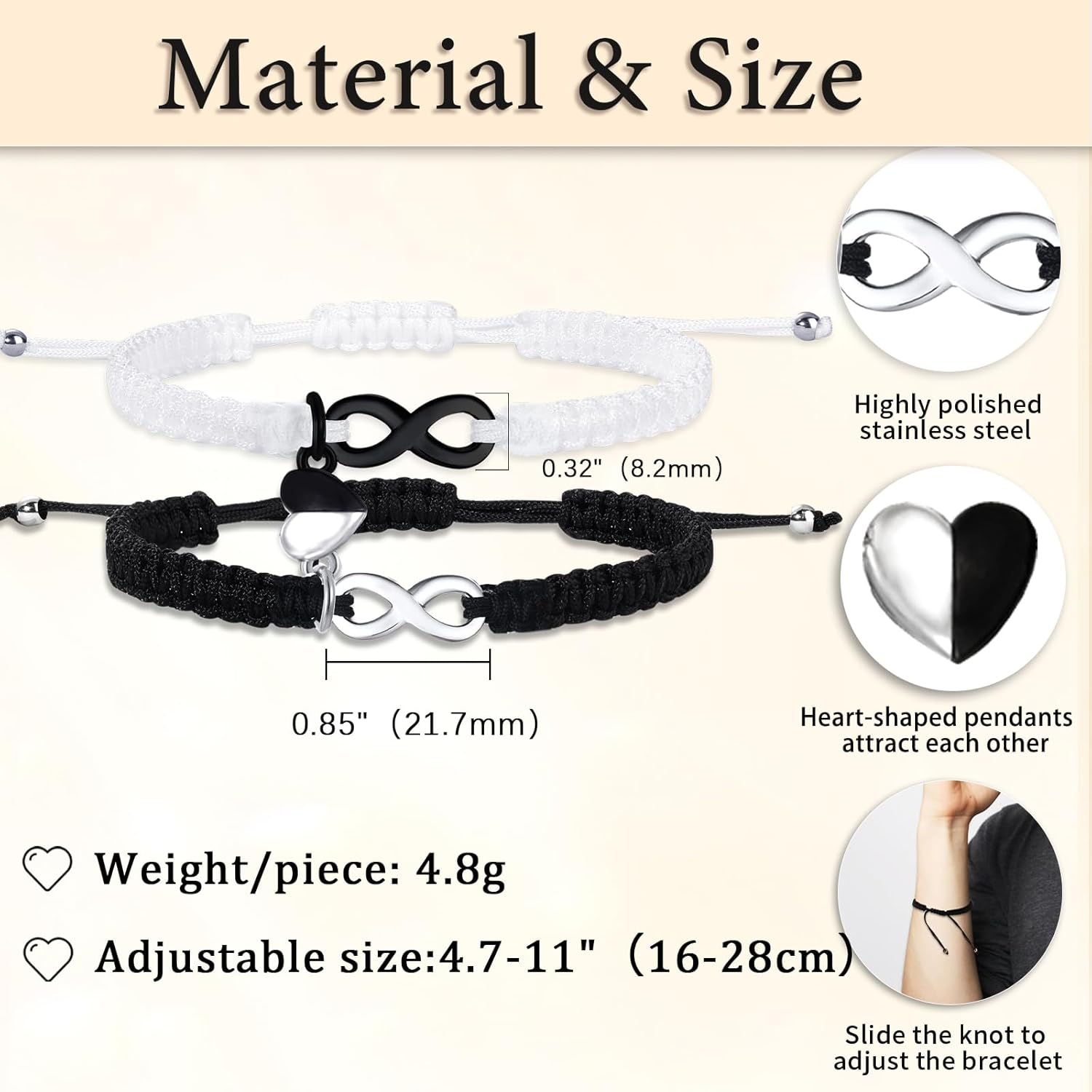Detalle de Valentines Day Matching Infinity Rope Bracelets for Couples