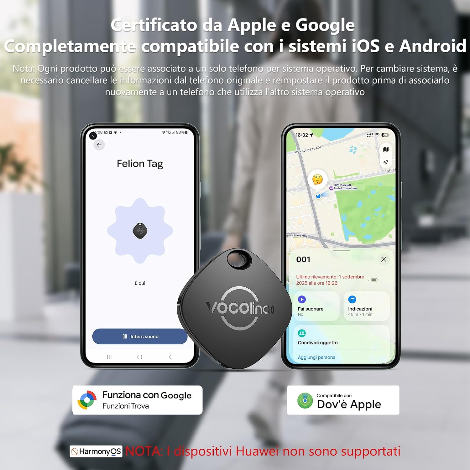 Thumbnail 2 de VOCOlinc Smart Tag Tracker: Localizzatore Bluetooth dual-system per chiavi, portafoglio, bagaglio e zaino (2 pezzi, Nero)