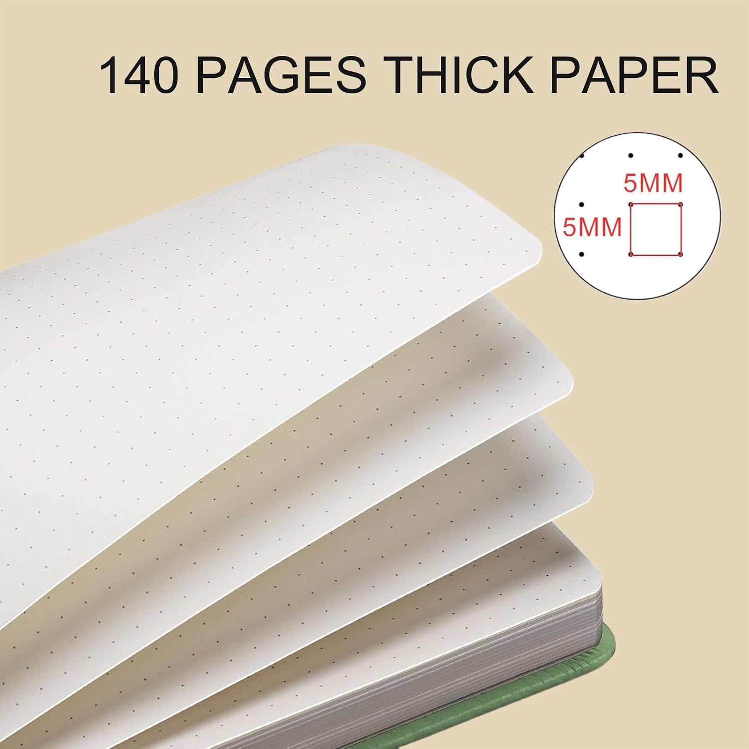 Thumbnail 5 de PYNEX Notizbuch A5 Dotted – Salbei Grün, Hardcover, 140 Blatt, 100 g/m²
