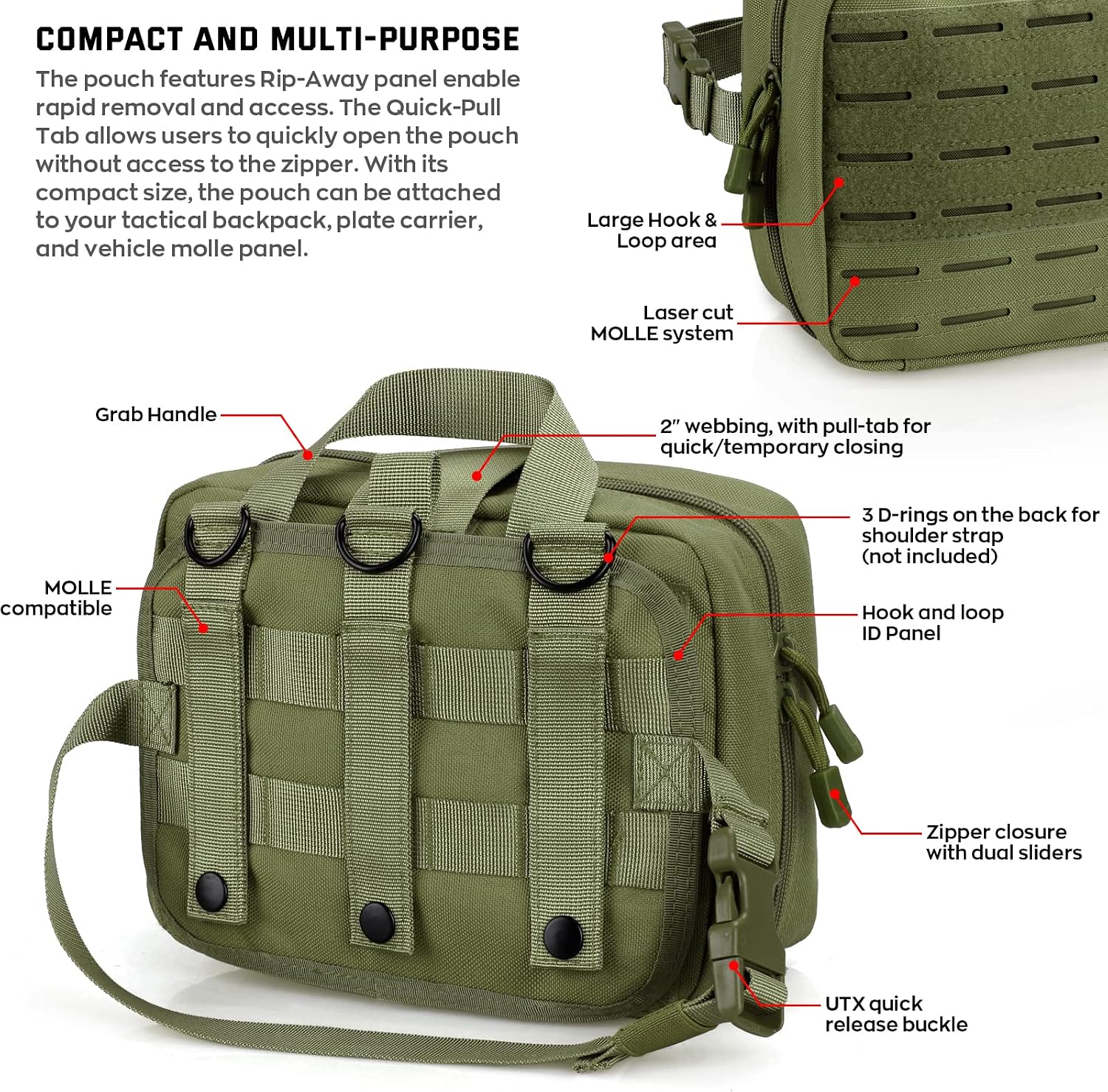 Detalle de LIVANS Tactical Molle メディカルポーチ 空ポーチ・クイックリリース・ヘッドレスト取付対応