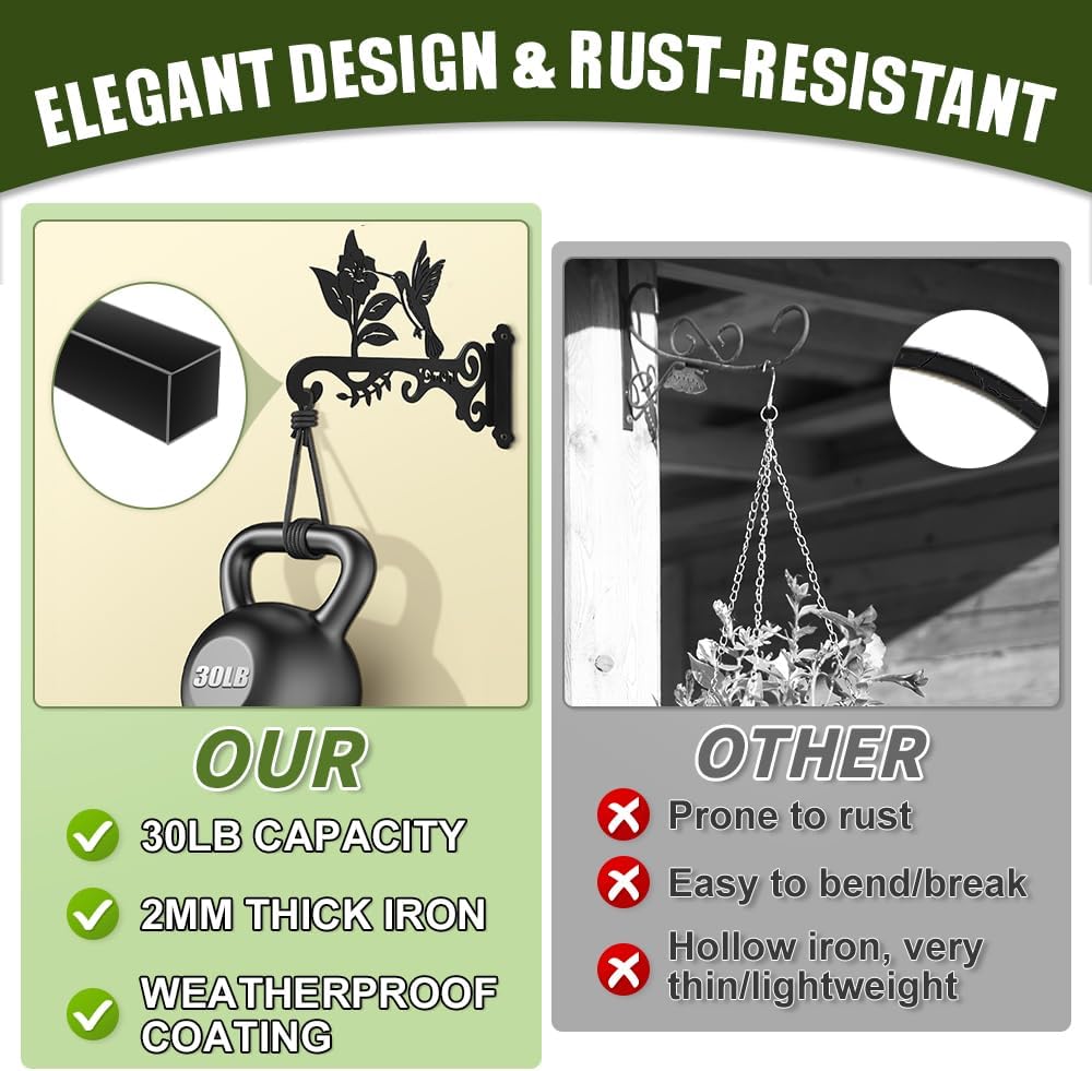 Thumbnail 3 de MIVITOOM 2 Pack Hanging Basket Brackets: Easy Outdoor Wall Mounts for Lanterns, Baskets and More