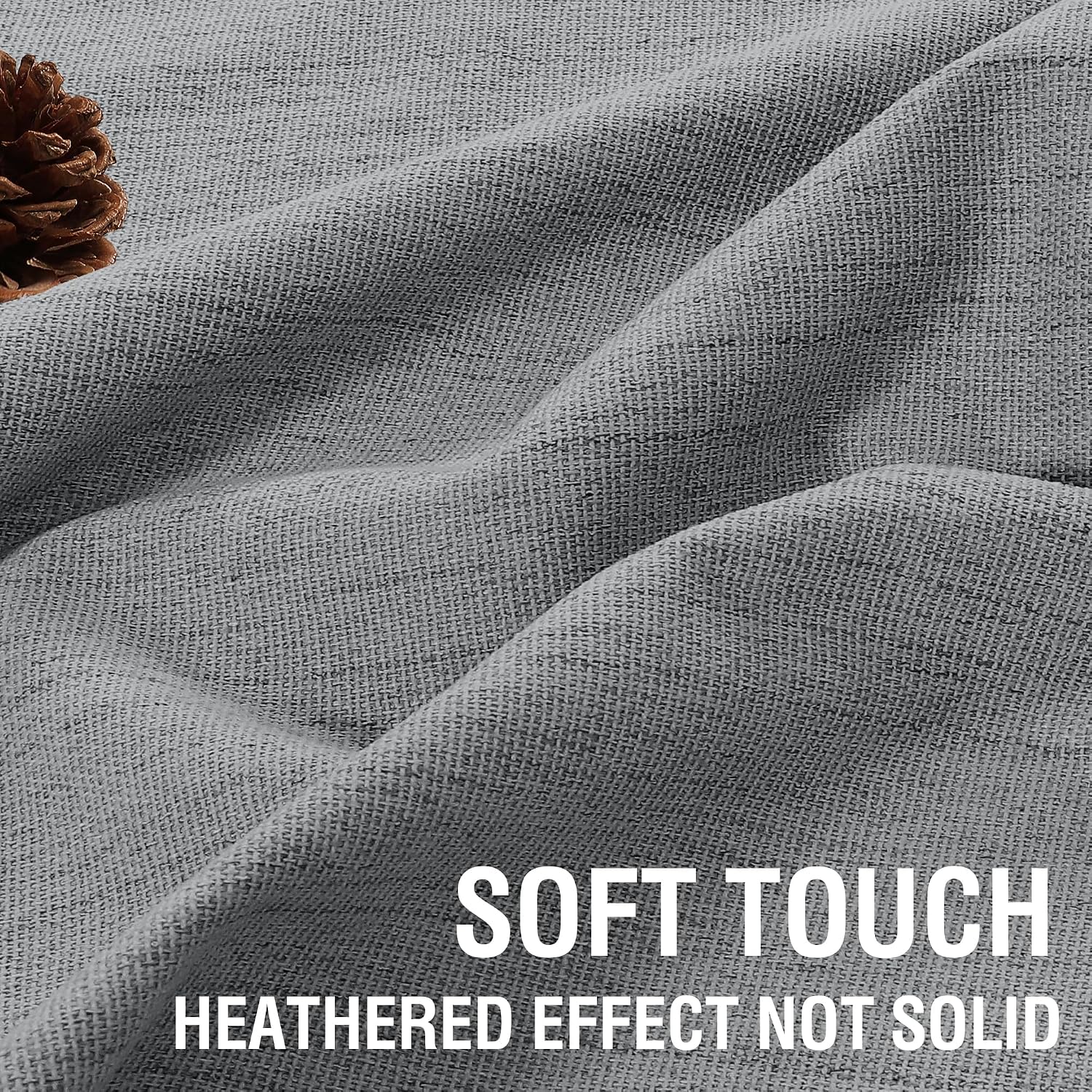 Detalle 2 de H.VERSAILTEX 2 Chenille Linen-Look Blackout Curtains, Heather Dove Gray