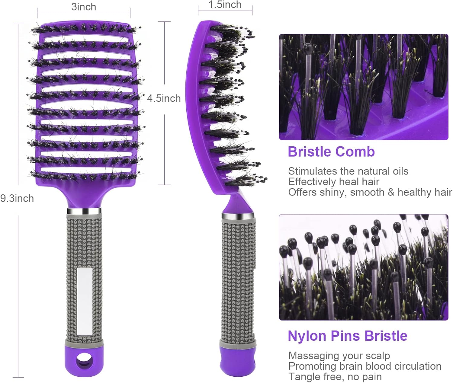 Thumbnail 2 de URAQT Spazzola per Capelli Curva con setole di Cinghiale – Prestazioni delicate e styling versatile