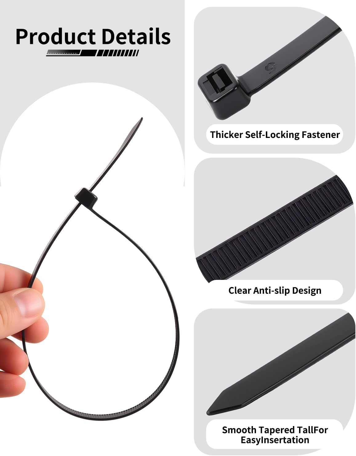 Thumbnail 1 de 50 PCS Long Heavy Duty Cable Ties (550mm x 9mm) – UV-Resistant, 80kg/70kg Tensile Strength, PA-66 Nylon