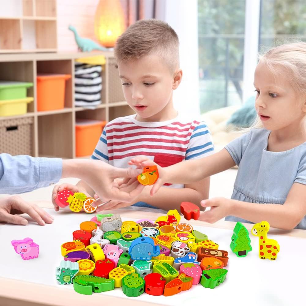 Thumbnail 4 de GEEKEO threading toy set 42 wooden beads