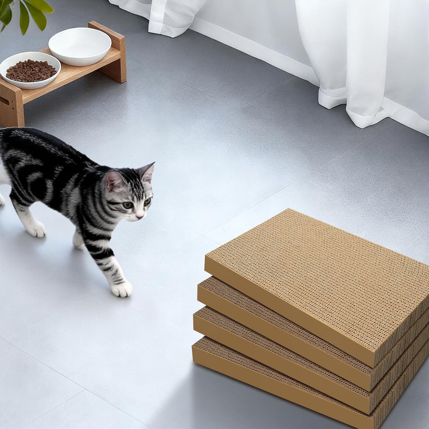 Thumbnail 6 de AGYM Cat Scratchers 4 Packs Refills – Large Corrugated Cardboard Scratching Pads