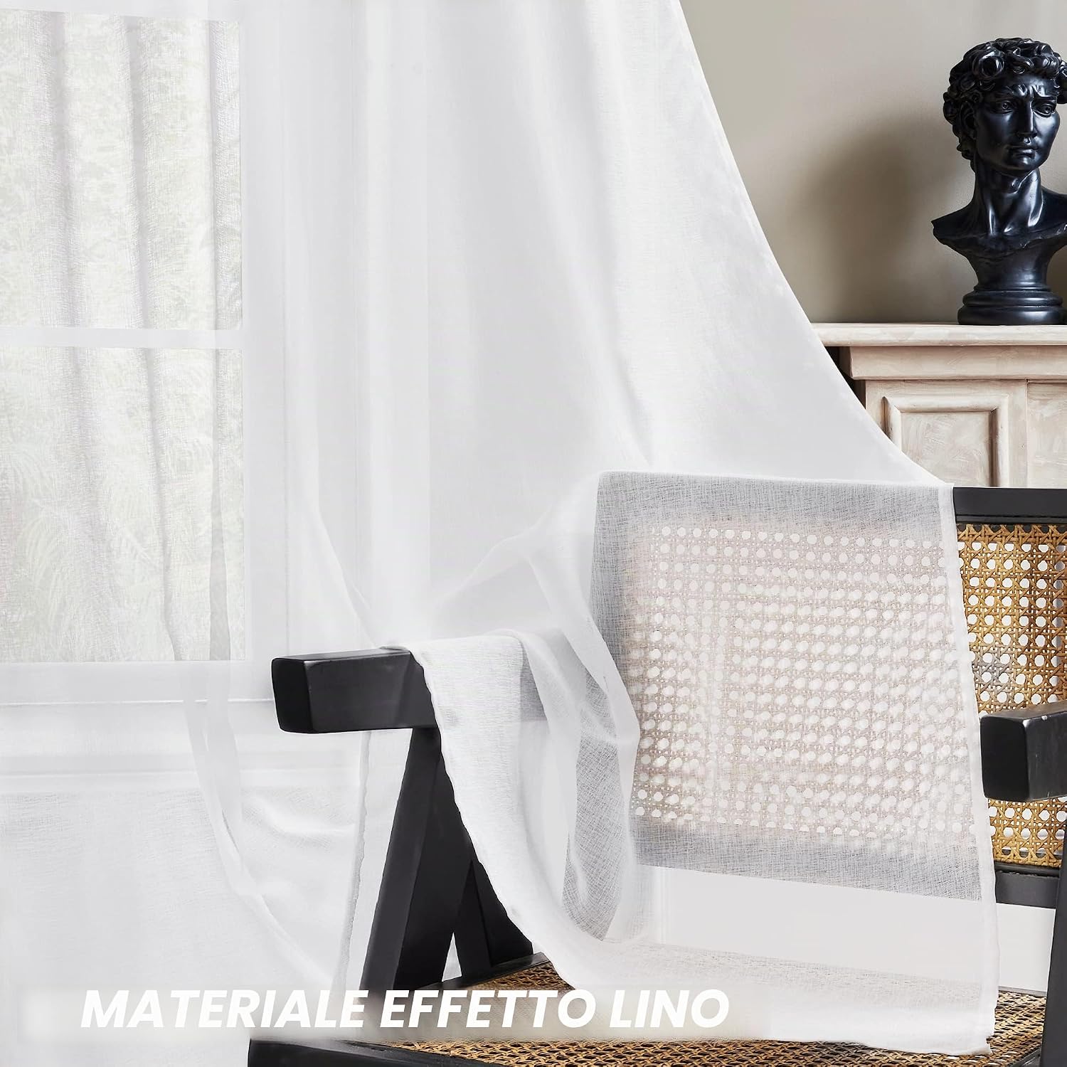 Detalle de Deconovo tende in voile trasparente moderne 2 pezzi 140x245 cm bianche per camera e soggiorno