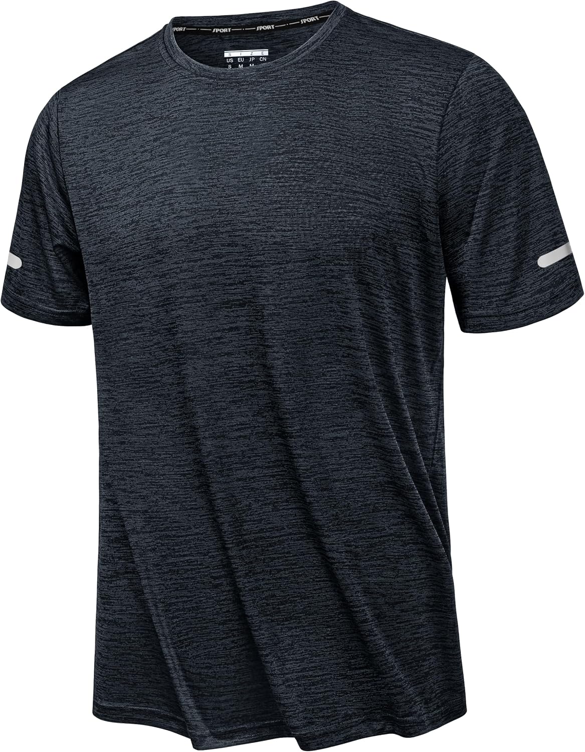 Detalle de KEFITEVD men’s quick-dry short-sleeve sport T-shirt (lightweight, breathable, reflective trims)