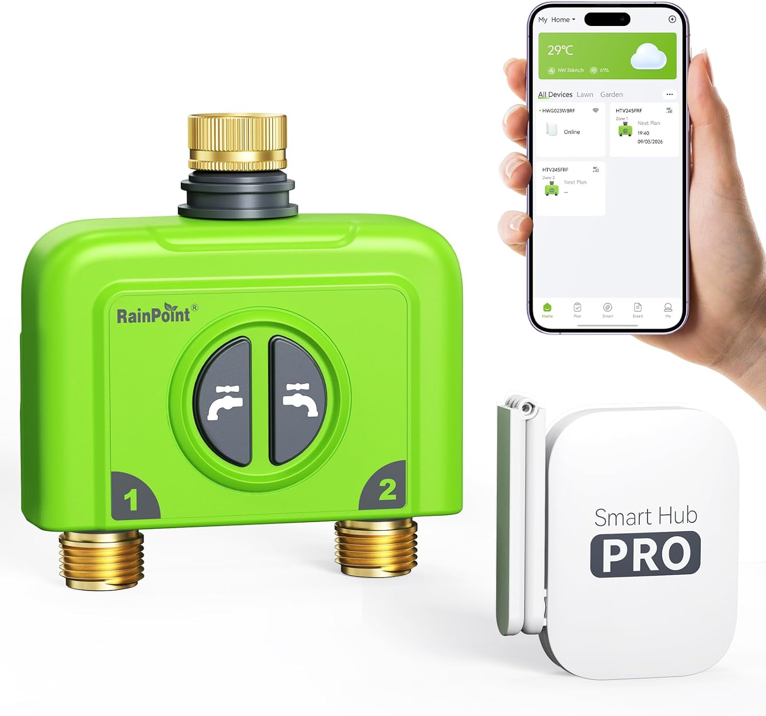 Detalle de RAINPOINT WiFi Hose Timer with Brass Inlet and Outlet