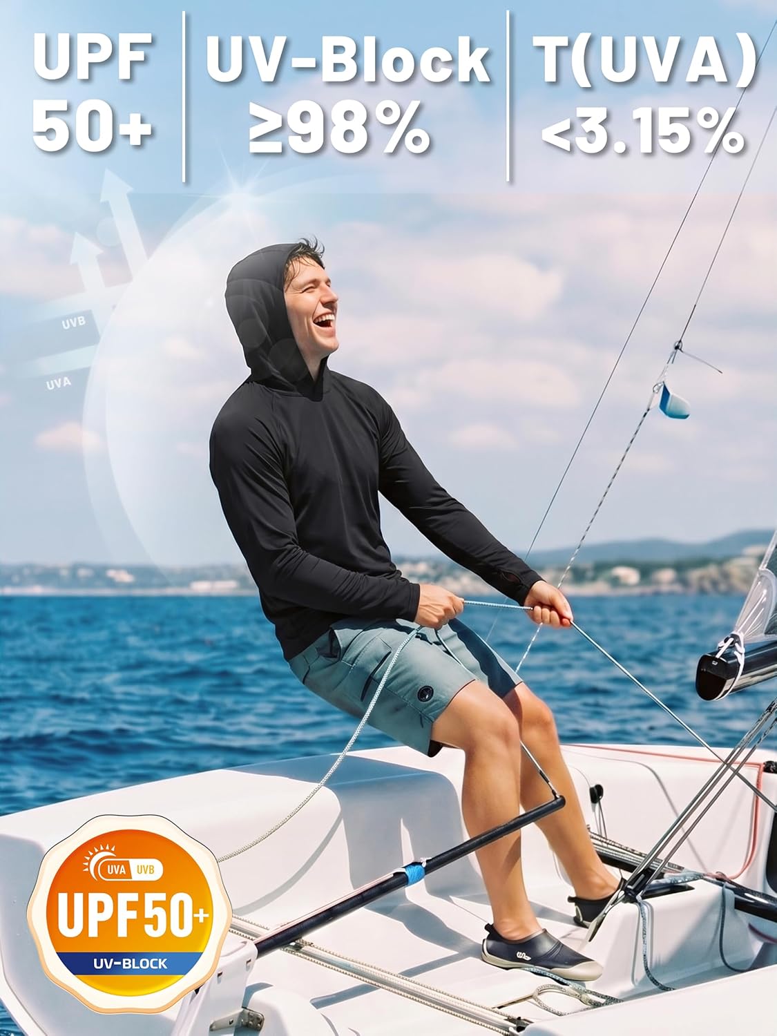 Thumbnail 2 de TACVASEN Herren UV-Schutz Hoodie Kapuzenpullover UPF 50+ Langarm Shirt mit Daumenloch