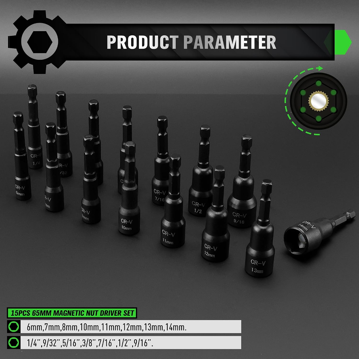 Detalle de Magnetic Nut Driver Set, 55-Piece