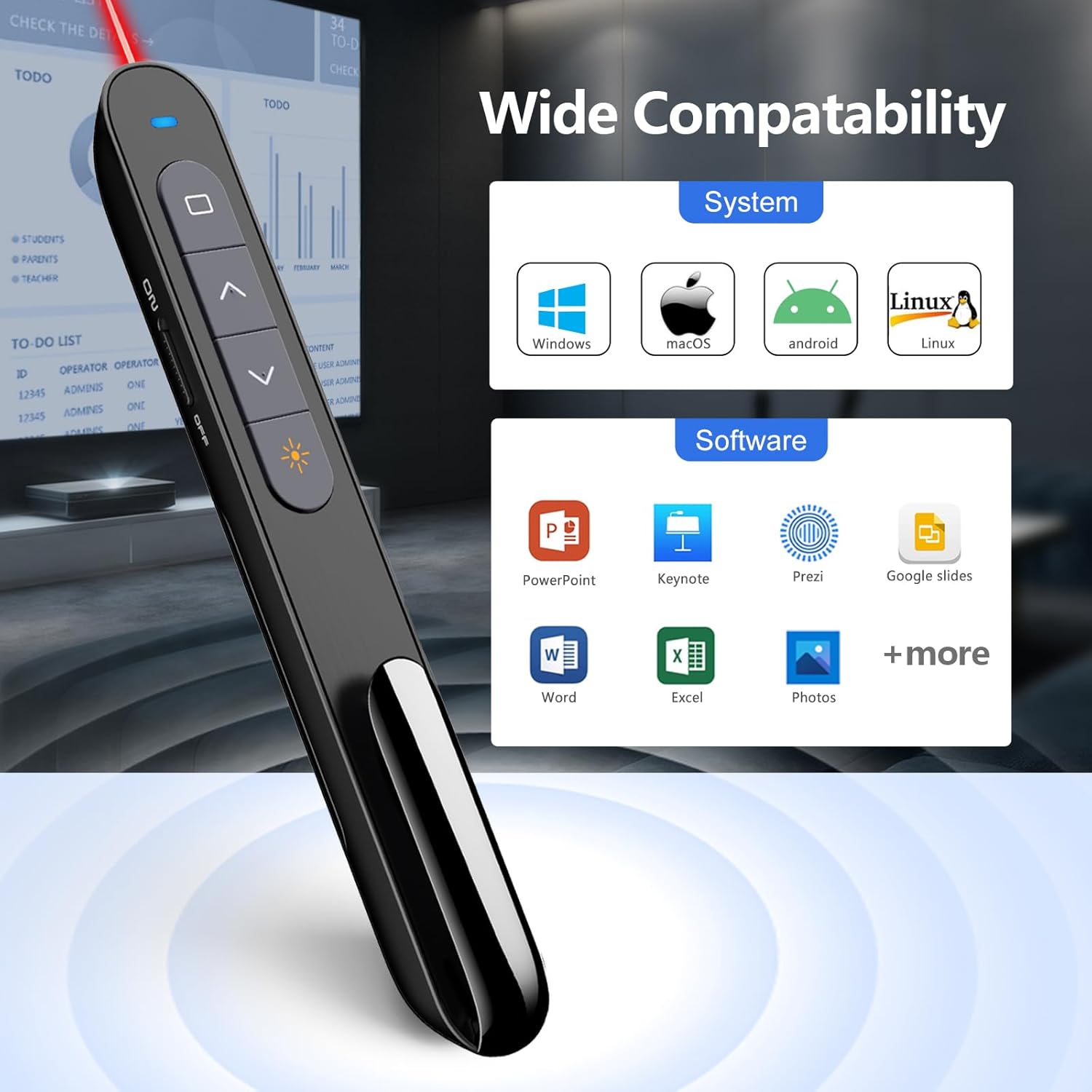 Thumbnail 2 de Norwii N27 Wireless Presentation Clickers (N27) – USB-A plug-and-play presenter remote for PowerPoint, Black