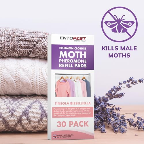 Detalle de Entopest 30-Pack Clothes Moth Monitoring Traps – Refills for Room & Wardrobe Hanger Units