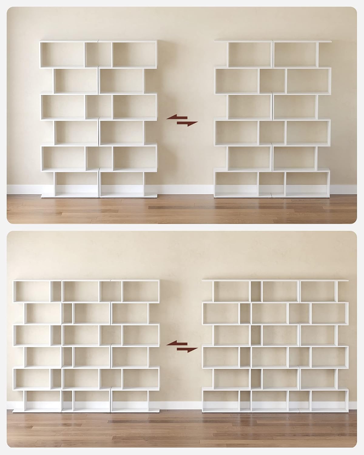 Thumbnail 6 de VASAGLE CUSTOS ULBC61WTV1 6-Shelf Bookcase, White, S-Shaped