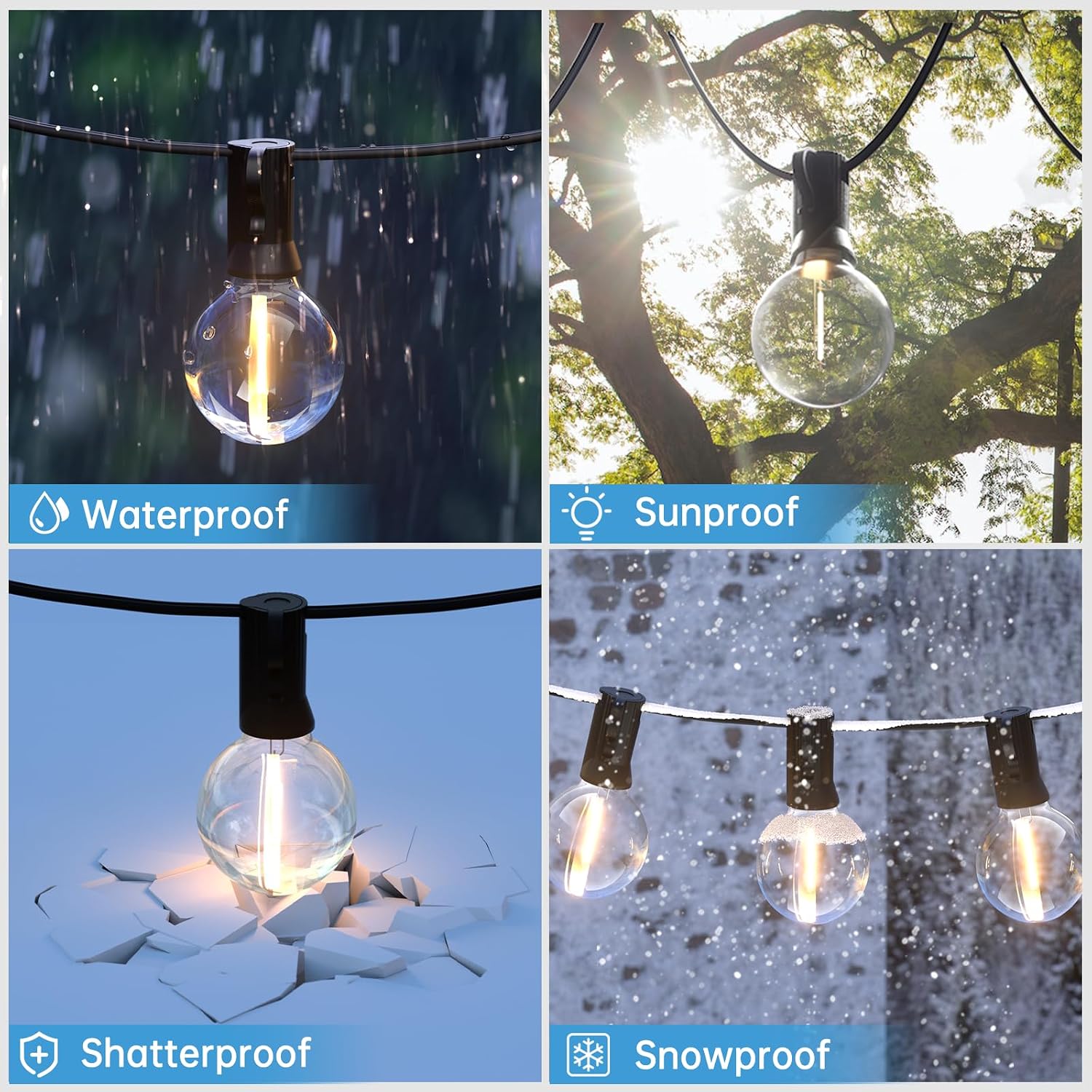 Thumbnail 6 de SON4SUN Lichterkette für außen (10 m) mit 25+3 G40 LEDs, IP44, warmweiß – anschließbar