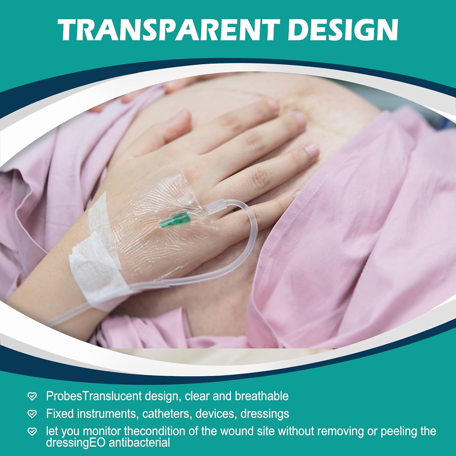 Detalle 1 de YHOVID Transparent Film Dressing, 20-Pack Waterproof Bandages, 2.375" x 2.75