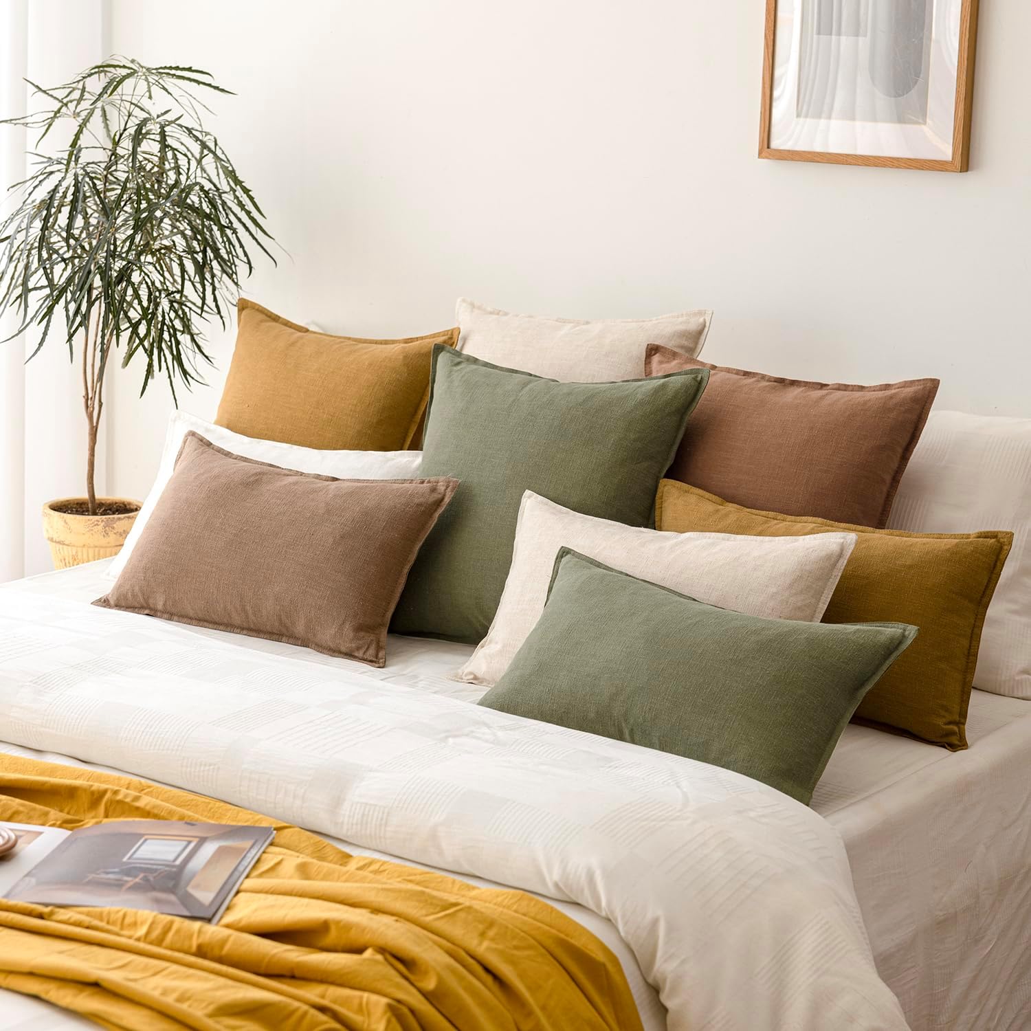 Thumbnail 6 de Foindtower 20x20 Decorative Linen Throw Pillow Covers (Pack of 2)
