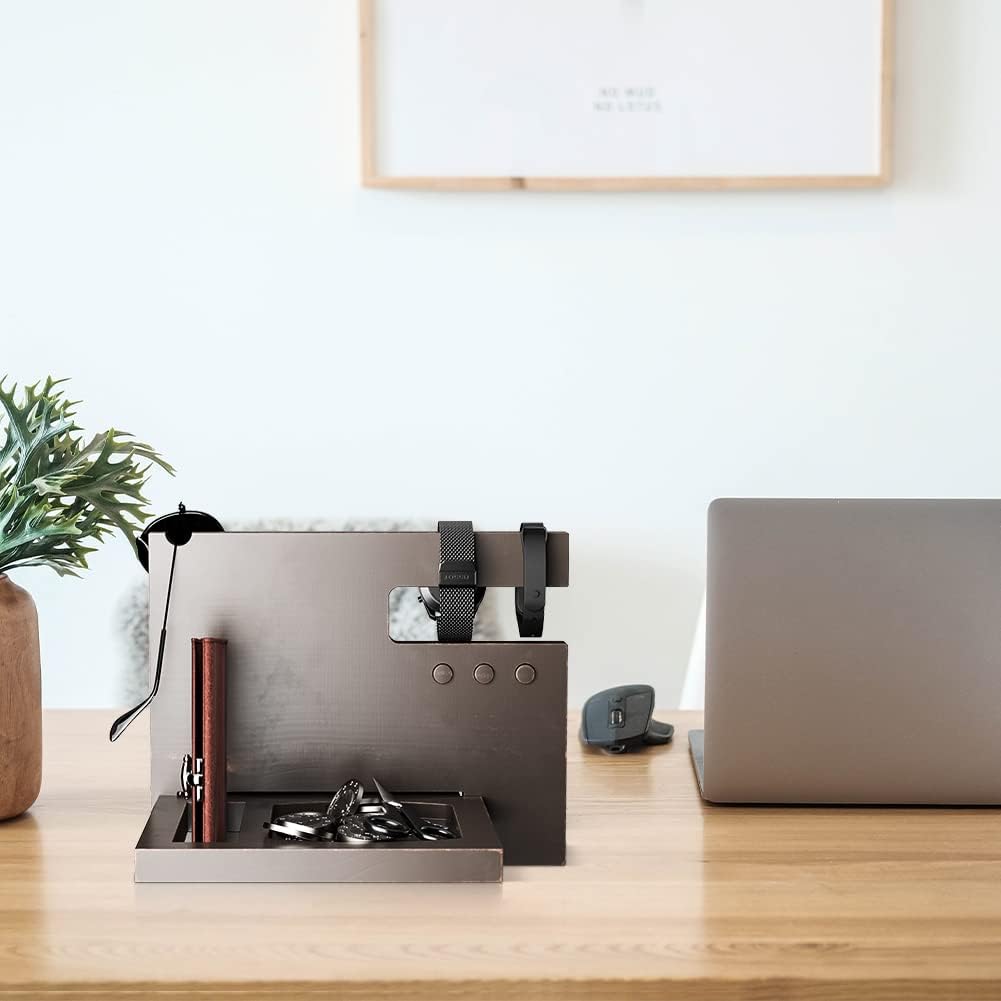 Detalle de Idee Regalo Uomo Natale: Organizzatore da ufficio in Legno 3-in-1