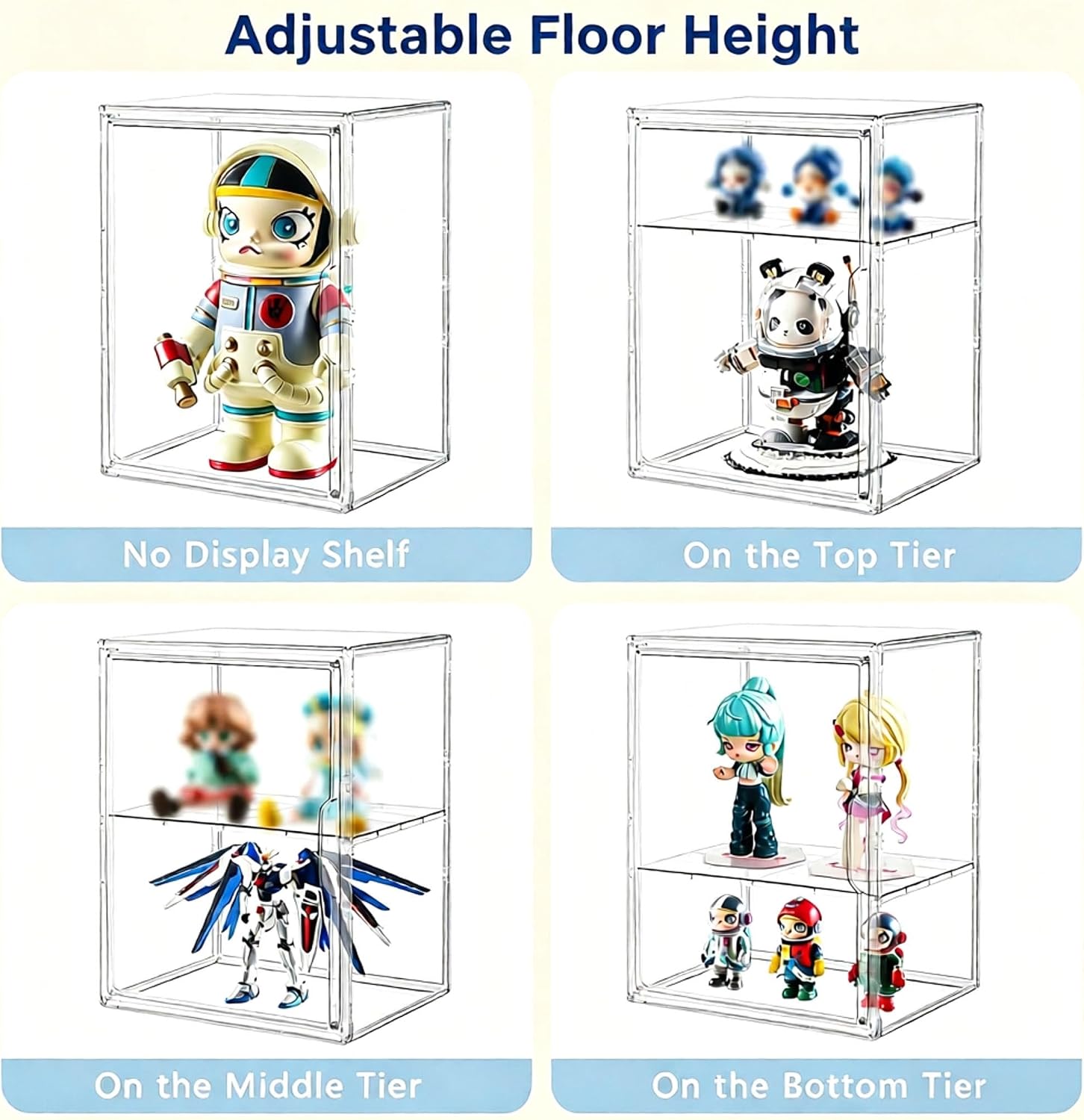 Detalle 2 de STOMDE ZSH001 Acrylic Display Case, Clear 2-Tier Stackable Storage with Magnetic Doors