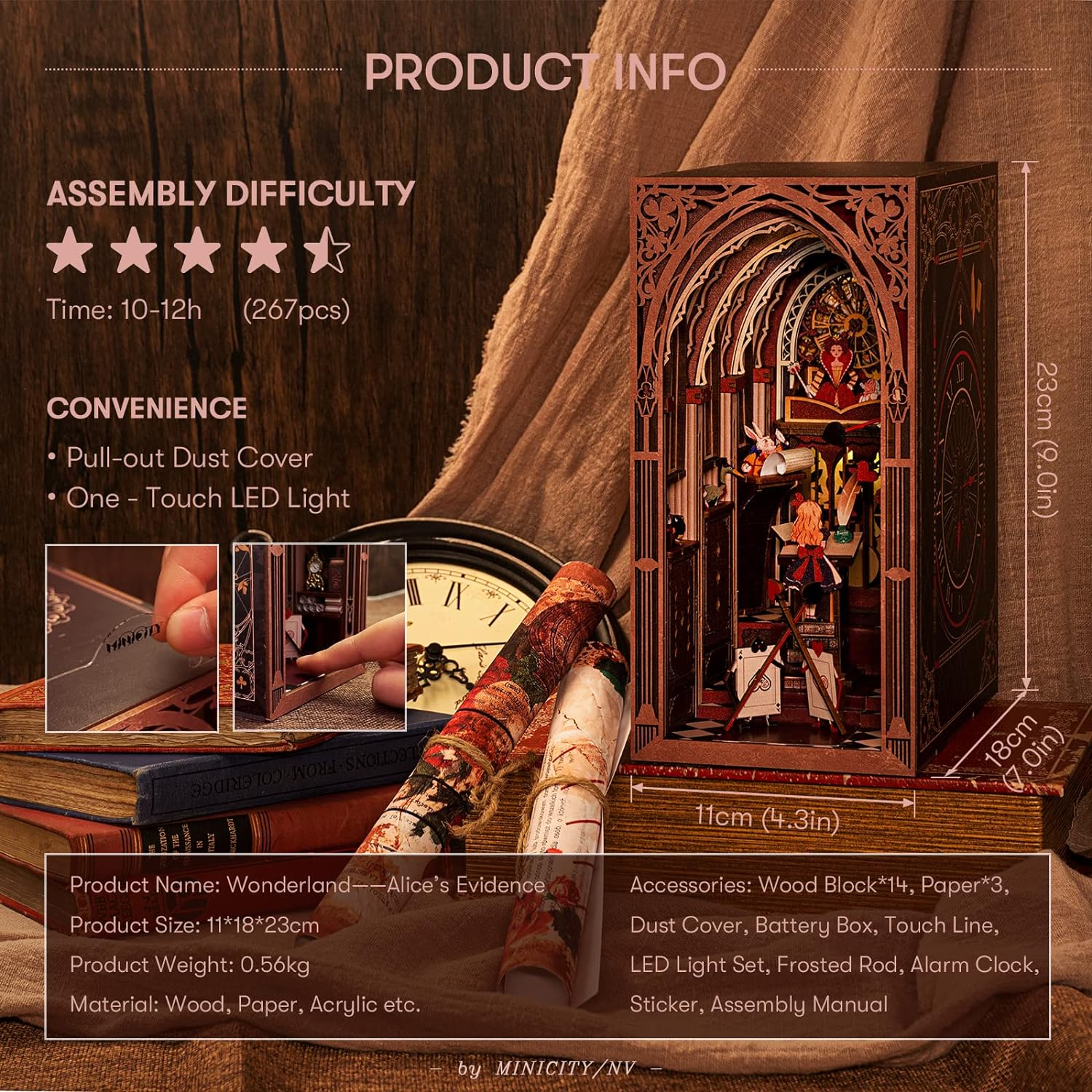 Detalle 2 de Book Nook Kit DIY Miniature Dollhouse