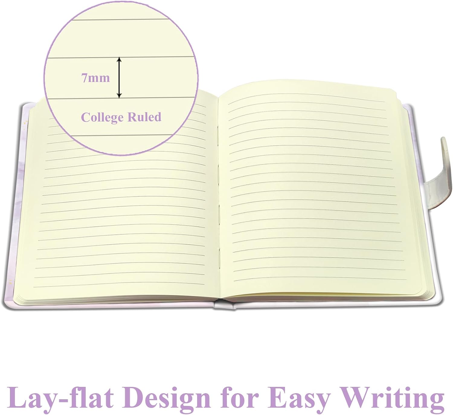 Detalle 1 de DWIYITTN Girls’ Hardcover Journal, 192 Lined Pages, Pen, Lavender Floral