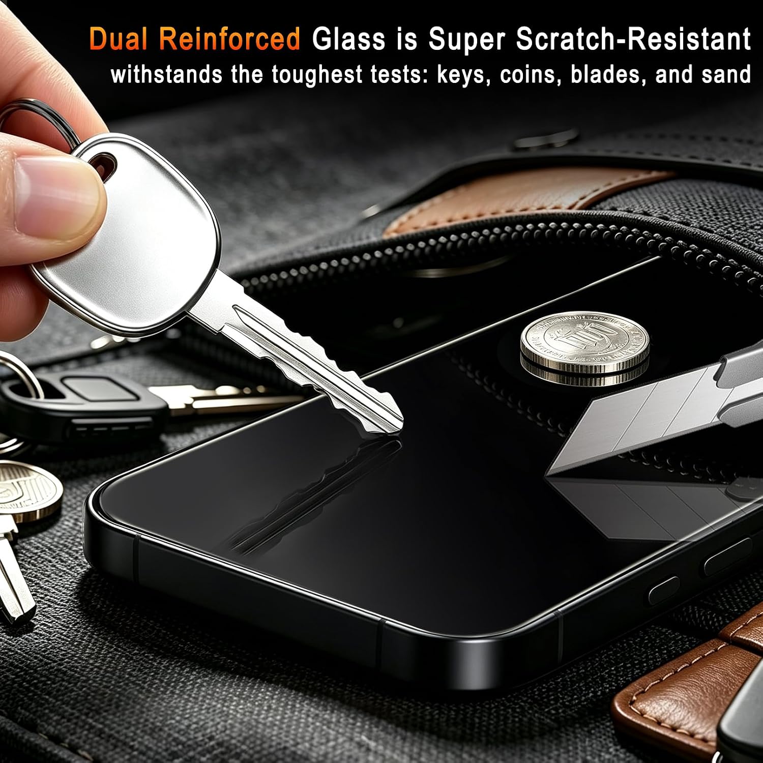 Detalle de TZGZT 3 Pack Tempered Glass Screen Protector for iPhone 16 — Shatterproof, 1:1 Coverage, and Lens Protectors
