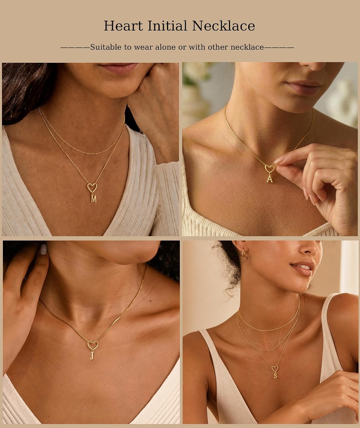 Detalle de ZOERAY Initial Necklace, 14K Gold-Plated