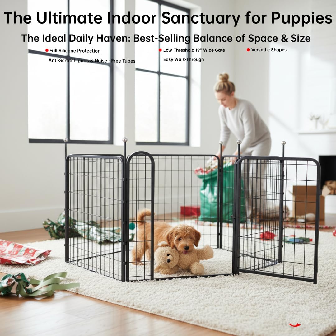 Detalle de IGOOUO Puppy Playpen Indoor/Outdoor 61cm High: A practical enclosure for safe, flexible space