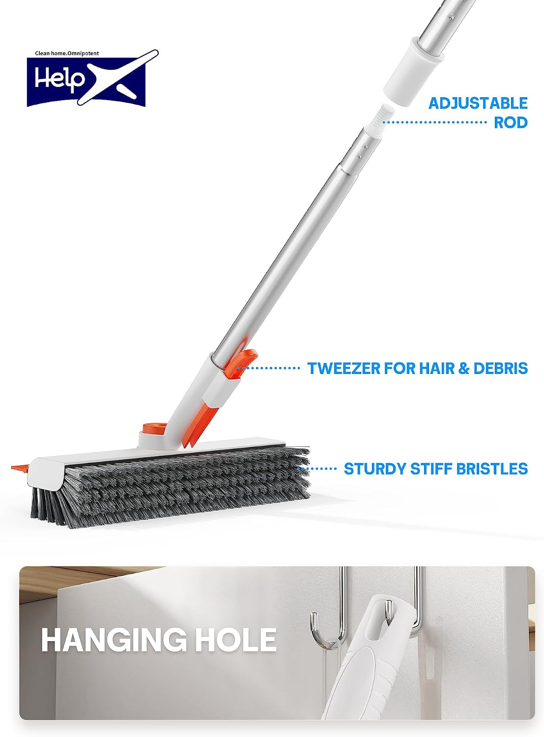 Detalle 1 de HelpX Floor Scrub Brush, Stainless Steel Handle