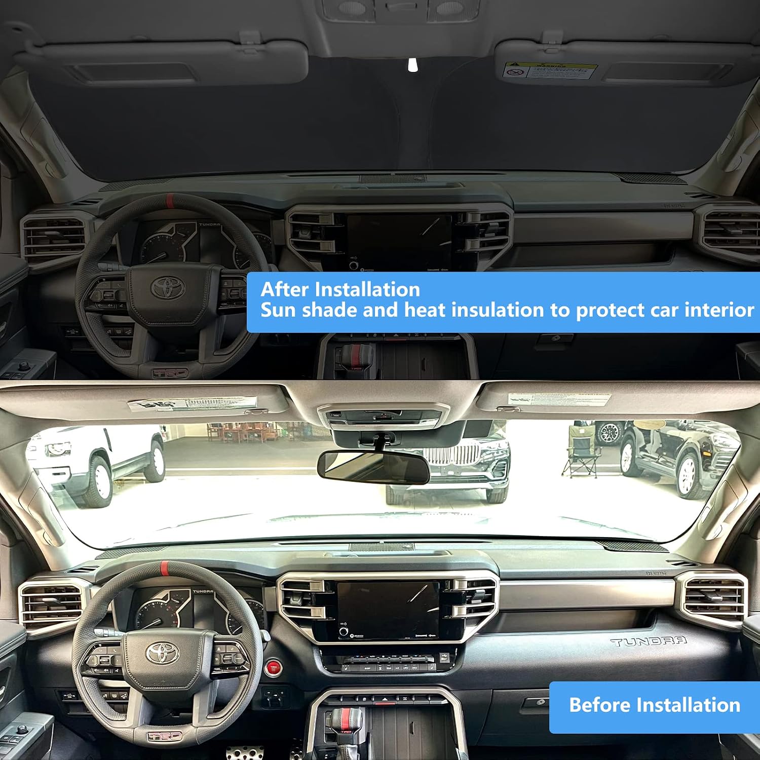Detalle de HOHUIGO car windshield sun shade, 210T fabric