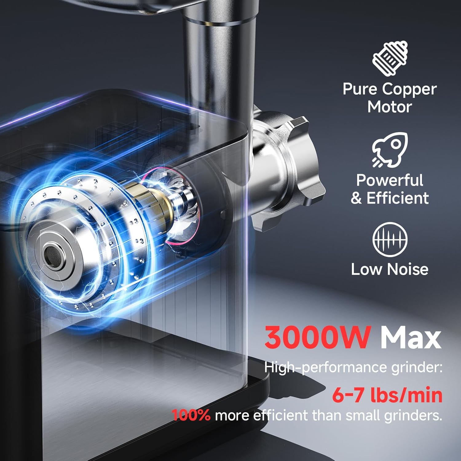 Thumbnail 1 de AAOBOSI Multifunctional Digital Meat Grinder, 3000W Max, 9 Touch Presets with Auto-Reverse
