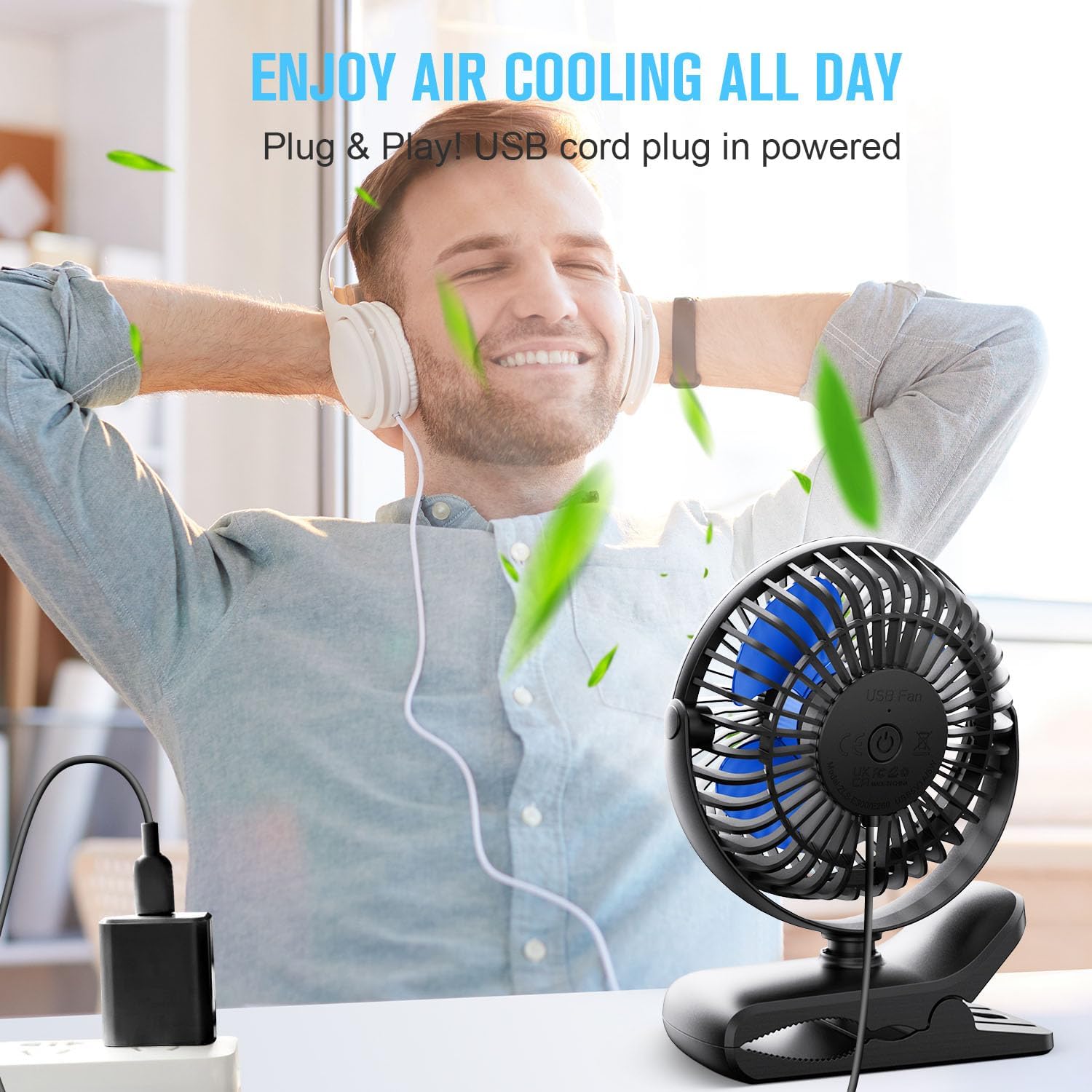 Thumbnail 6 de BESKAR USB Clip on Fan: Portable 2-in-1 Desk Clip Fan with 360° Rotation