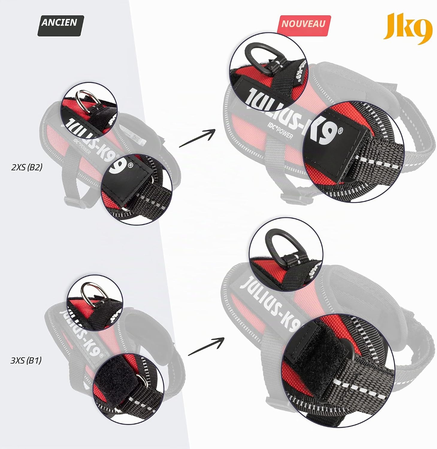 Detalle 2 de JULIUS K-9 IDC Power Harnais, Taille 0, Rose – Tour de poitrine 58–76 cm, 14–25 kg