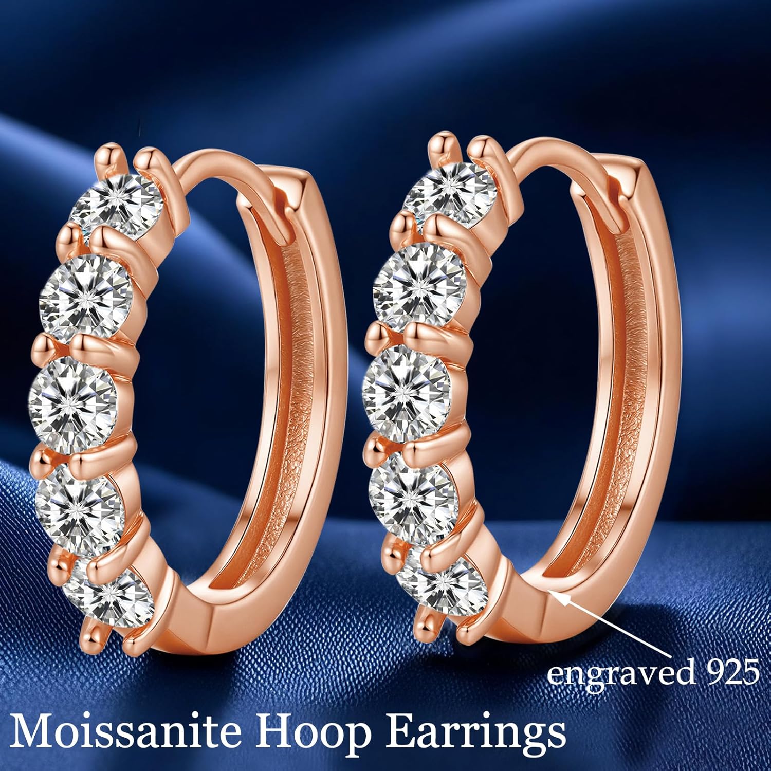 Thumbnail 2 de MISUMOR Moissanite Creolen Ohrringe Silbern 925 – Rund, D Farbe, VVS1 Klarheit, Innendurchmesser 12,8 mm
