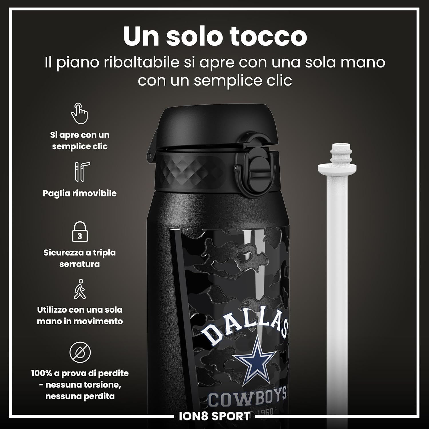 Thumbnail 2 de Ion8 NFL Borraccia 750 ml – a prova di perdite, facile da aprire e lavabile in lavastoviglie