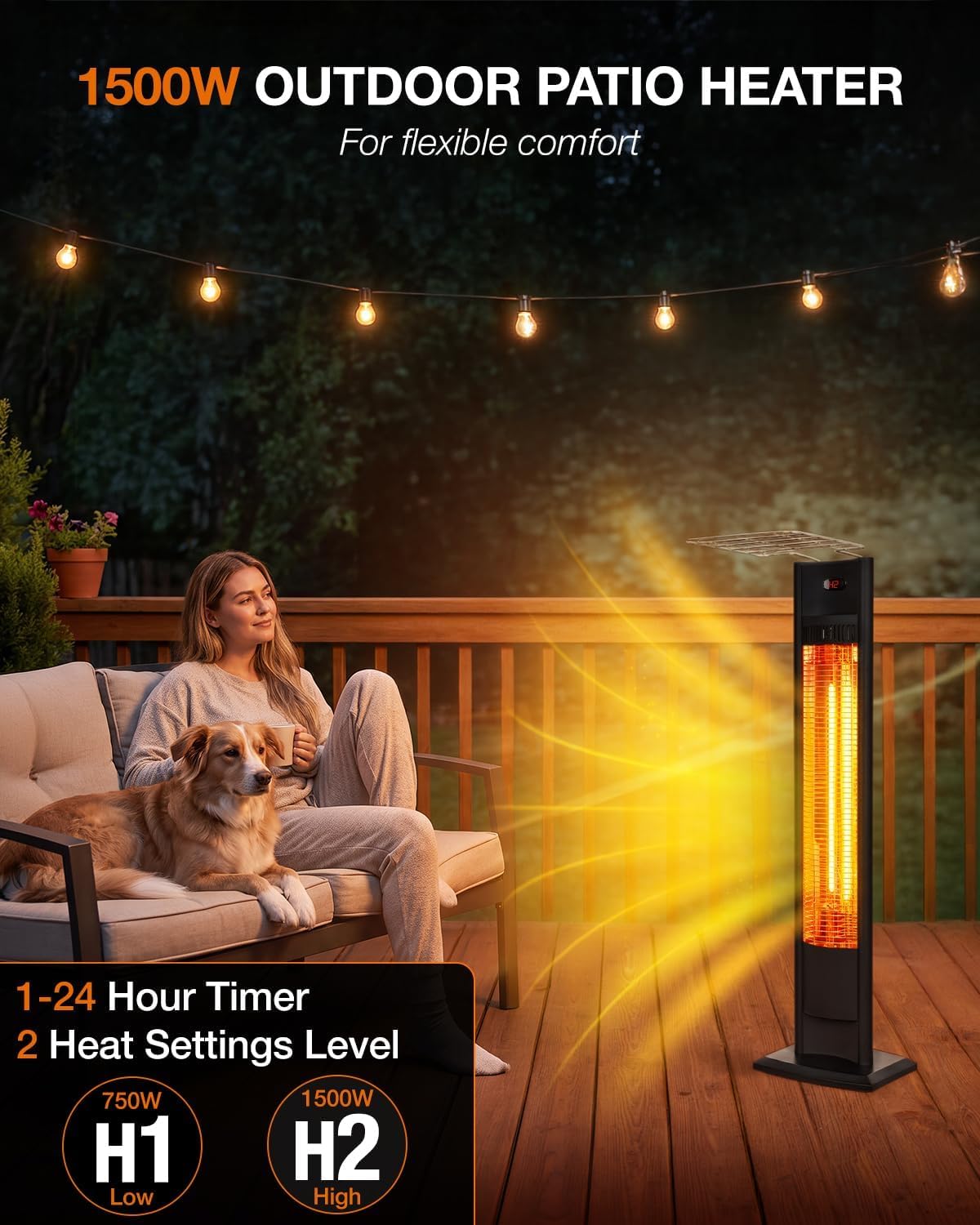Thumbnail 2 de hykolity Electric Patio Heater 38.5-Inch